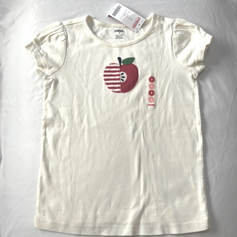 NWT Gymboree short sleeve shirt with embroidered red apple.